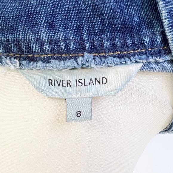 River Island Light Blue Denim V-neck Short Sleeve Tunic Top UK Size 8 - Picture 7 of 8
